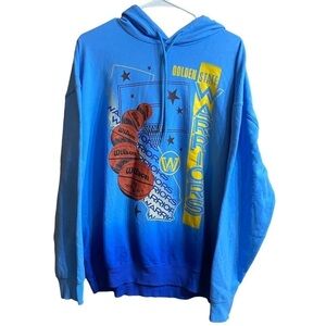 NBA Golden State Warriors Basketball Blue Yellow Hoodie Sweatshirt Size XL